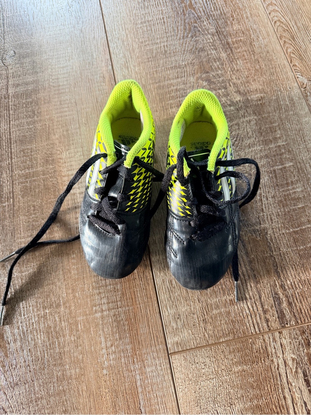 adidas Kids Black and Neon Lime Soccer Sneakers